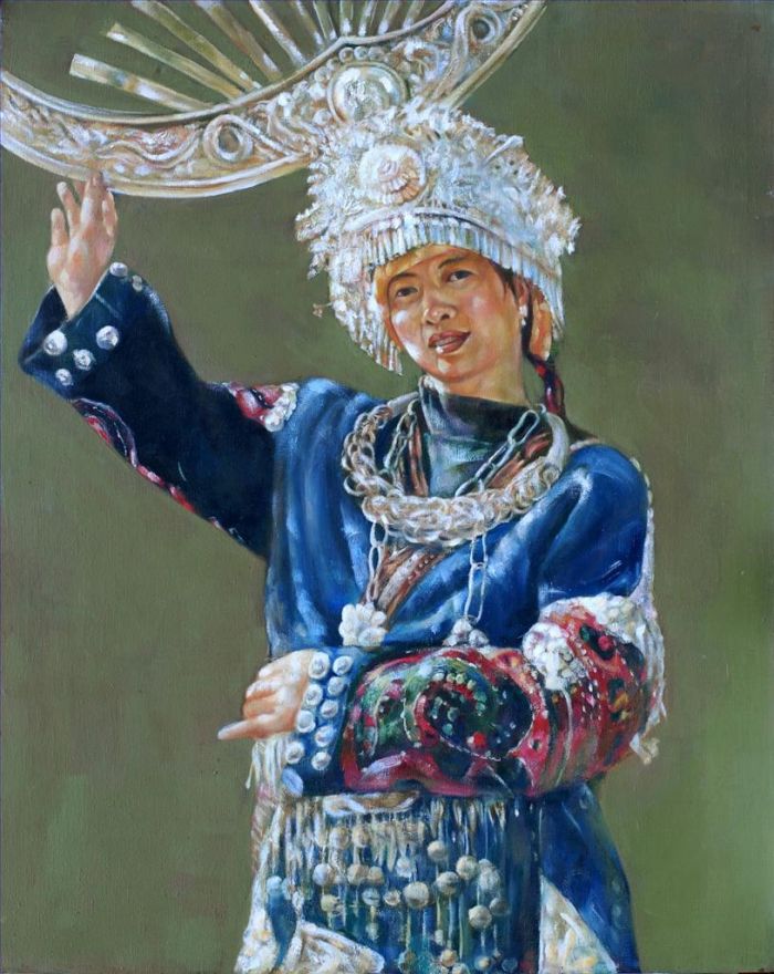 Huang Guanghui Peinture à l'huile - Une fille de nationalité Miao