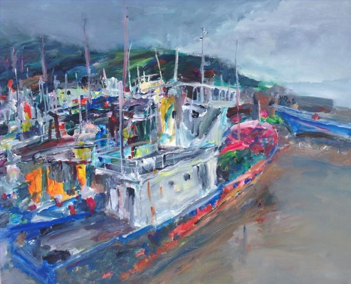 Huang He Peinture à l'huile - port