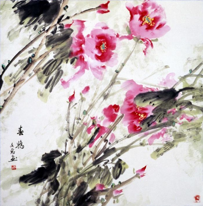 Huang Wenli Art Chinois - Fleurs de printemps