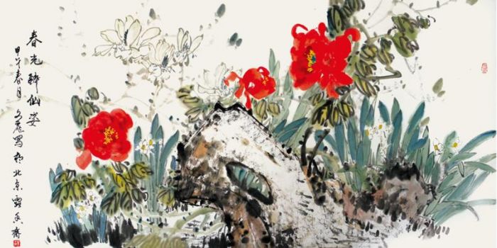 Huang Wenli Art Chinois - Fleurs de printemps