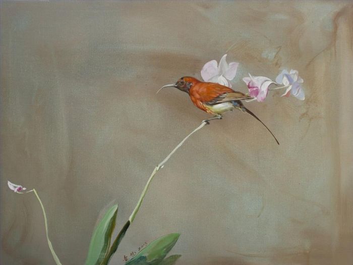 Huang Xu Peinture à l'huile - Orchidée dans la vallée