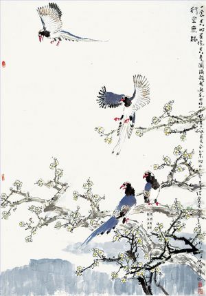 Jia Baomin œuvre - Peinture de fleurs et d'oiseaux dans le style traditionnel chinois 5