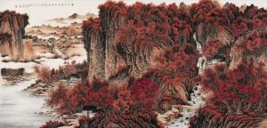 Jia Guoying œuvre - Du rouge partout dans les montagnes