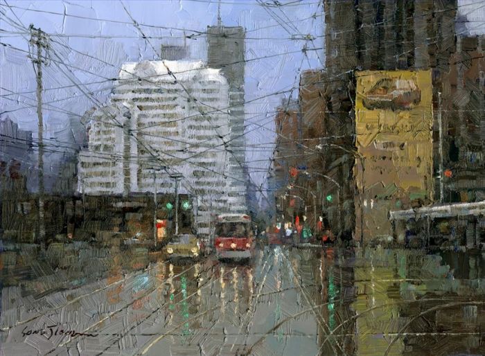 Jiang Xiaosong Peinture à l'huile - Jours de pluie à Toronto
