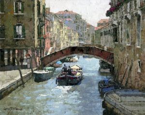 Peinture à l'huile contemporaine - Le matin de Venise