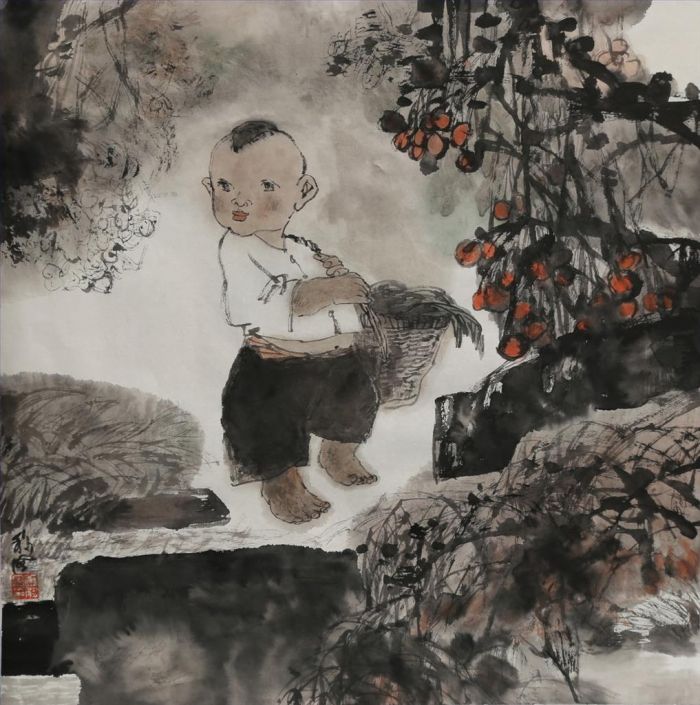 Kang Yifeng Art Chinois - Un enfant de la région montagneuse