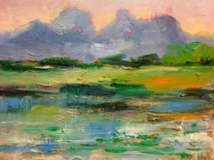 Peinture à l'huile contemporaine - Les montagnes et rivières adjacentes