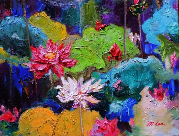 Lan Yumei Peinture à l'huile - Le charme du lotus