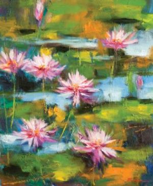 Peinture à l'huile contemporaine - La danse du lotus