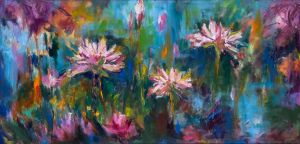 Peinture à l'huile contemporaine - L'image du lotus