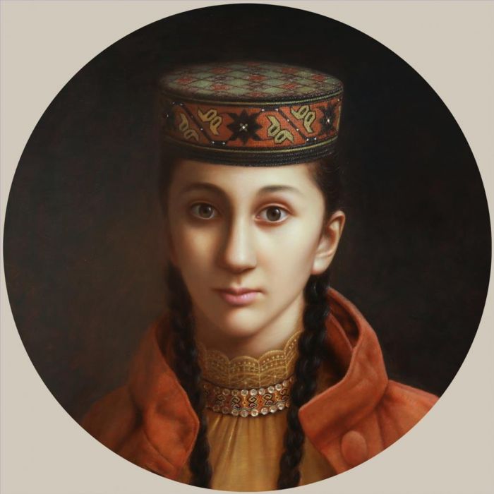 Li Huaqi Peinture à l'huile - La demoiselle d'honneur du Tadjik