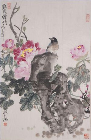 Li Jingshi œuvre - Peinture de fleurs et d'oiseaux dans le style traditionnel chinois 2