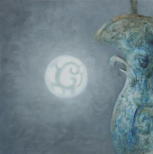 Peinture à l'huile contemporaine - La Lune brillante