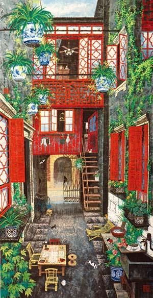 Li Shoubai Art Chinois - Un vieux bâtiment