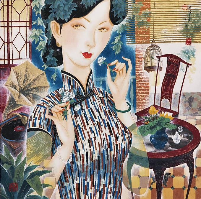 Li Shoubai Art Chinois - Ramassez la fleur tendrement
