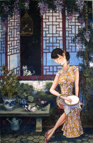 Li Shoubai œuvre - Sous Glycine Chinoise
