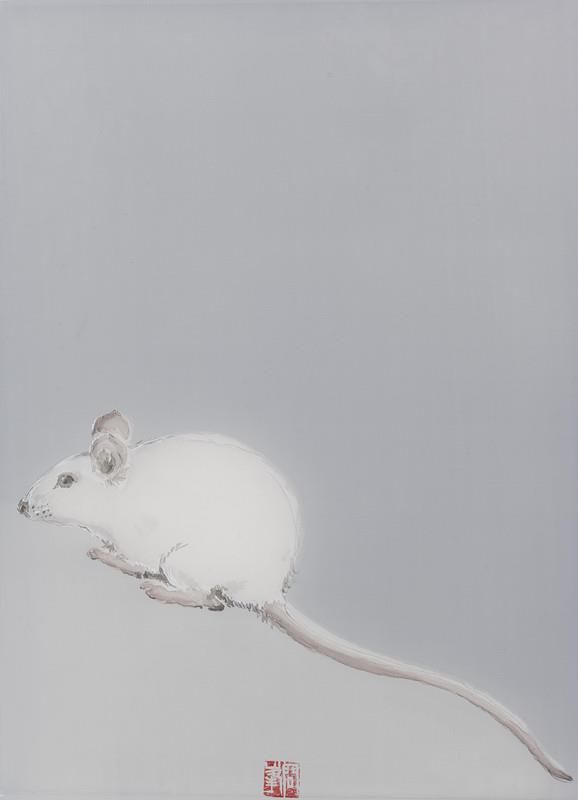 Li Wenfeng Peinture à l'huile - Représentant la souris de la série des douze branches terrestres