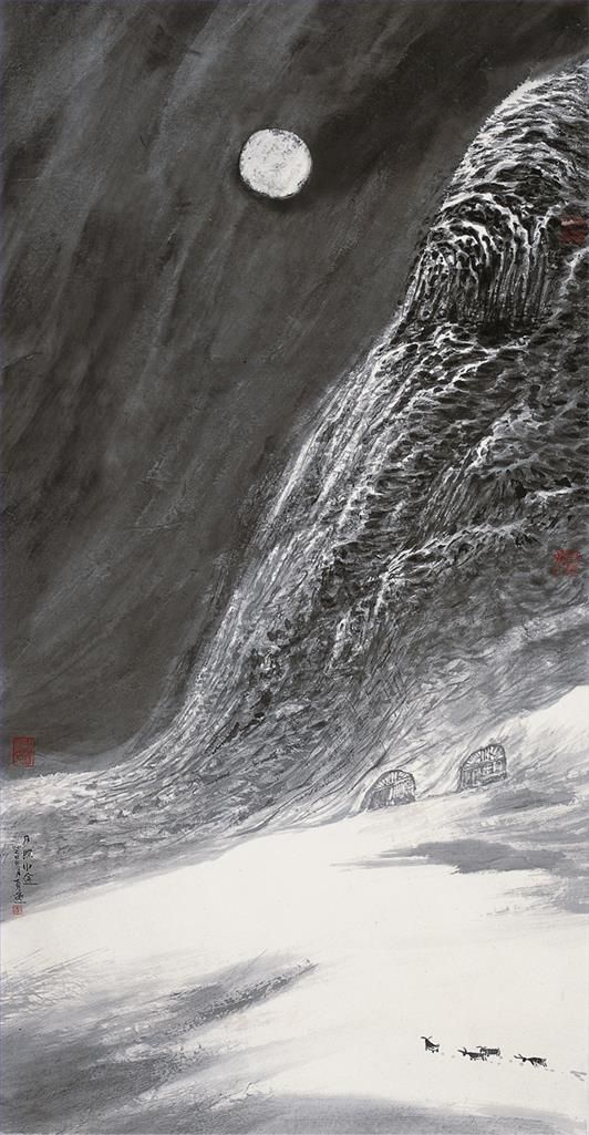 Li Yongyi Art Chinois - Clair de lune sur le chemin du retour