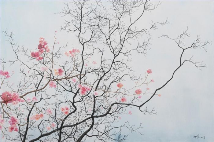 Lian Xueming Peinture à l'huile - Branche en février