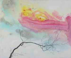 Peinture à l'huile contemporaine - Branche Nuage Irisé