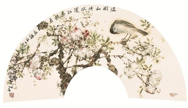 Liang Shimin Art Chinois - Fan d'un arbre en fleurs