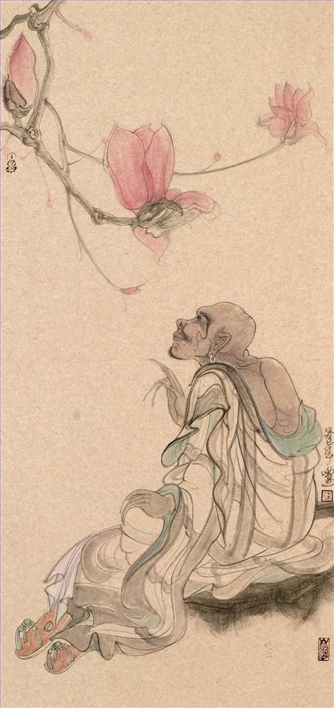 Liang Yu Art Chinois - Fleurs et esprit méditatif