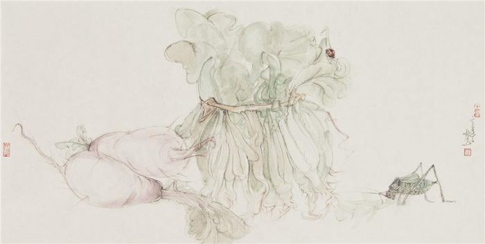 Liang Yu Art Chinois - Peinture d'herbe et d'insectes