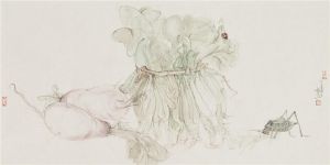 Liang Yu œuvre - Peinture d'herbe et d'insectes