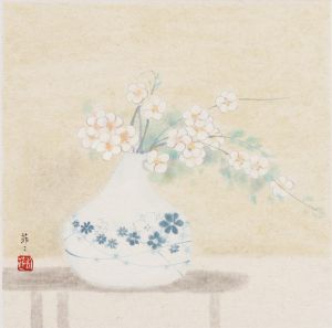 Liu Feifei œuvre - Fleur et Porcelaine