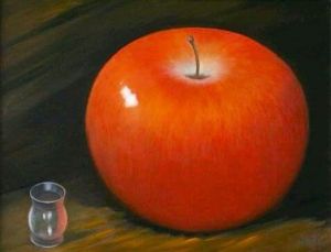 Peinture à l'huile contemporaine - Pomme