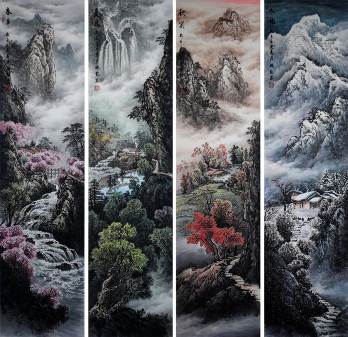 Liu Pengkai Art Chinois - Quatre saisons