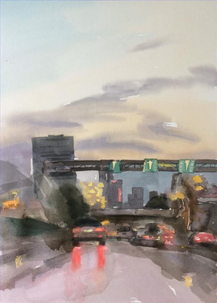 Liu Xue Types de peintures - Rentrer à la maison après le coucher du soleil
