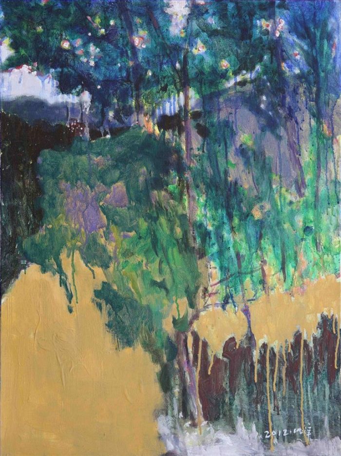 Lou Haiyang Peinture à l'huile - Arrière-cour
