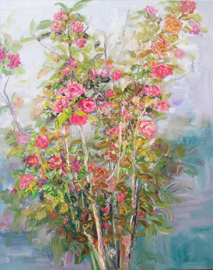 Lu Lixia Peinture à l'huile - Fleurs rouges