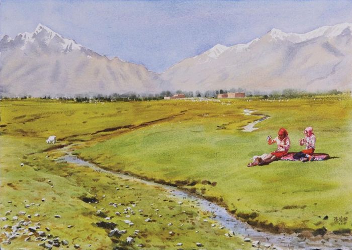 Lu Xiaohan Art Chinois - À midi dans les hautes terres du Pamir