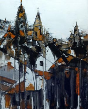 Peinture à l'huile contemporaine - Impression de la ville