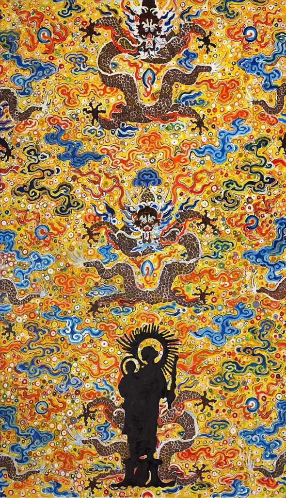 Mei Yi Peinture à l'huile - Dragon chantant élégant