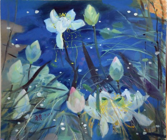 Niu Yansu Peinture à l'huile - Lotus