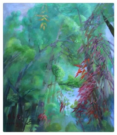 Niu Yansu Peinture à l'huile - Arbre Bambou