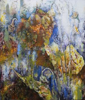 Peinture à l'huile contemporaine - Lotus d'automne