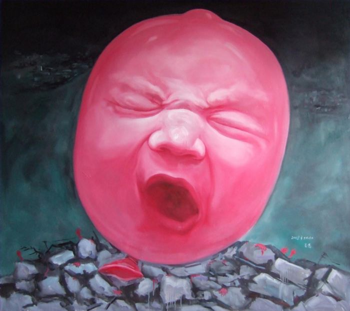 Qian Ruoyu Peinture à l'huile - Ballon flottant