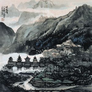 Shi Dafa œuvre - Paysage de la nationalité Dong