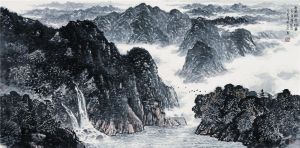 Shi Dafa œuvre - Paysage du lac Jinggang