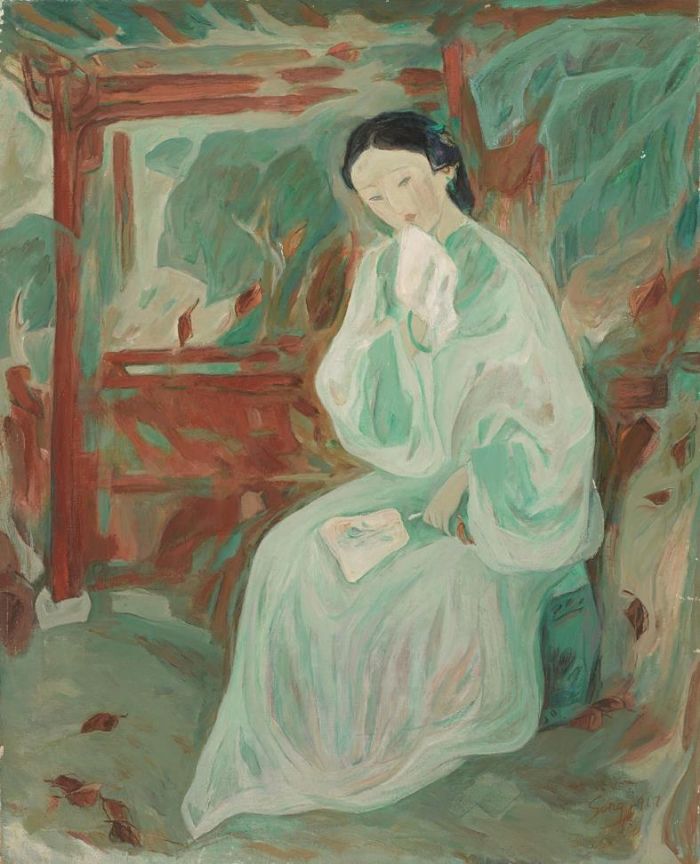 Song Xianzhen Peinture à l'huile - Vert et rouge
