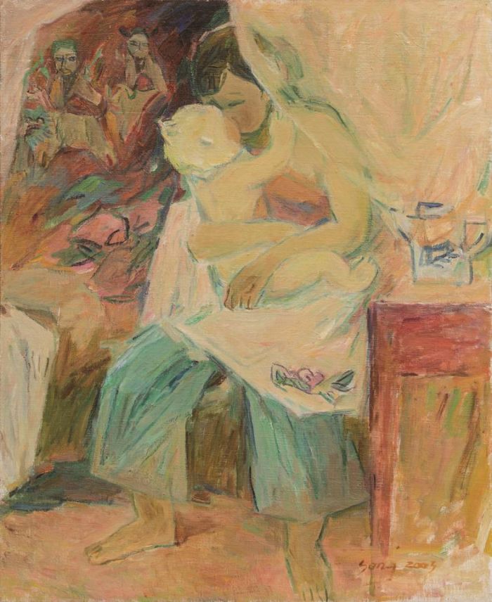 Song Xianzhen Peinture à l'huile - Mère et fils 2