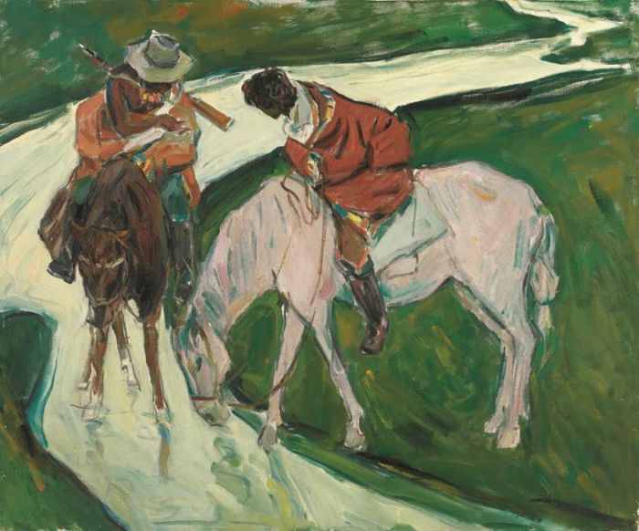 Song Xianzhen Peinture à l'huile - Abreuver les chevaux