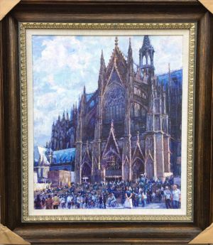 Peinture à l'huile contemporaine - cathédrale de Cologne