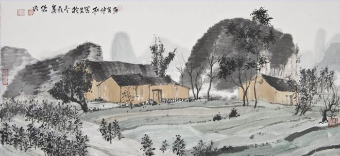 Sun Hong Art Chinois - Peinture de la vie dans le village de Donggua