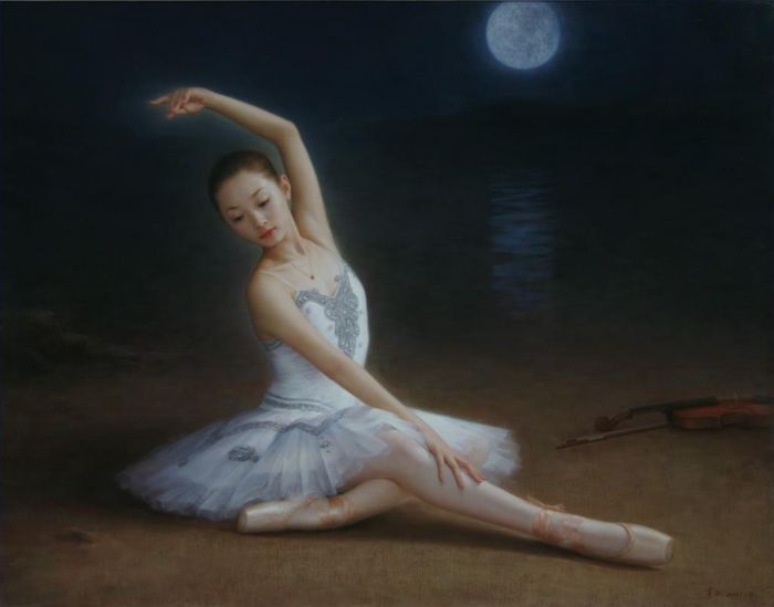 Tan Jianwu Peinture à l'huile - Ballet solitaire
