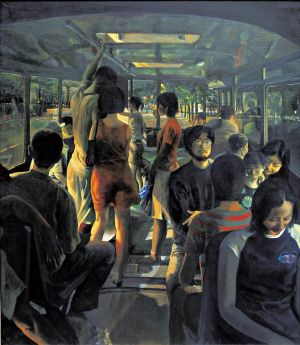 Peinture à l'huile contemporaine - Série d'autobus